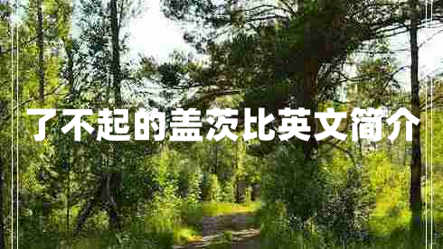 了不起的蓋茨比英文簡(jiǎn)介
