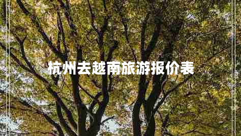 杭州去越南旅游報價(jià)表