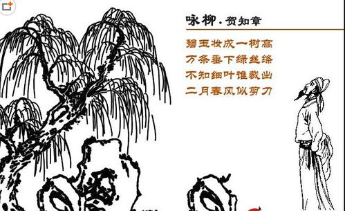 兒童古詩(shī)配畫(huà)詠柳詩(shī)句翻譯