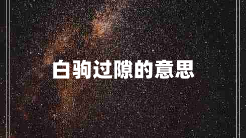 白駒過(guò)隙的意思