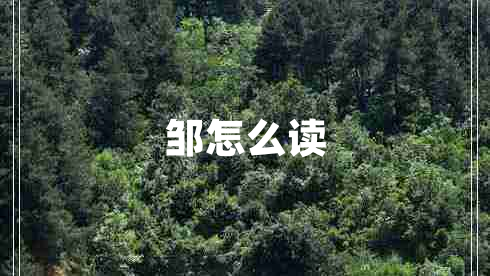 鄒怎么讀