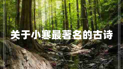 關(guān)于小寒最著(zhù)名的古詩(shī)