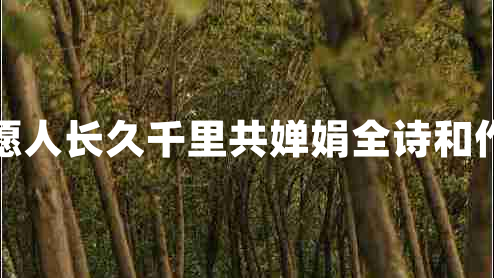但愿人長(cháng)久千里共嬋娟全詩(shī)和作者