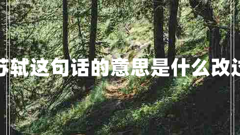 改過(guò)不吝從善如流蘇軾這句話(huà)的意思是什么改過(guò)不吝下一句是什么