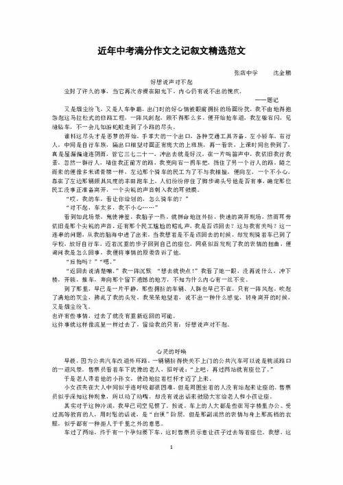 中考滿(mǎn)分校園記敘類(lèi)作文600字