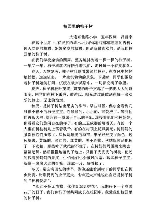 校園里的柿子樹作文評(píng)語(yǔ)