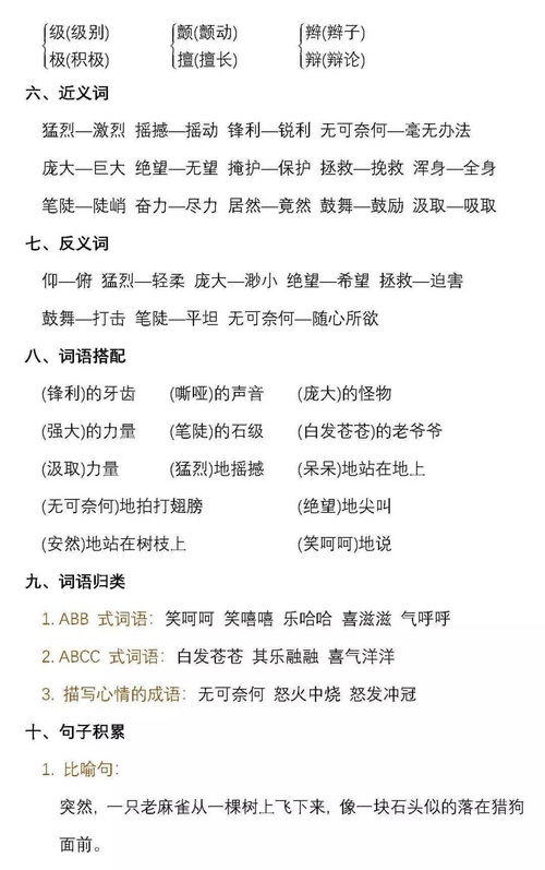 語(yǔ)文五級上冊基礎知識書(shū)