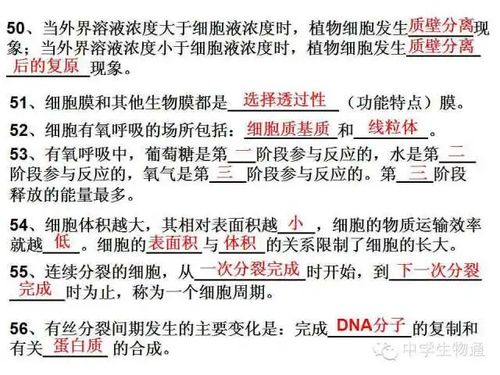 生物必修1～3基礎知識填空